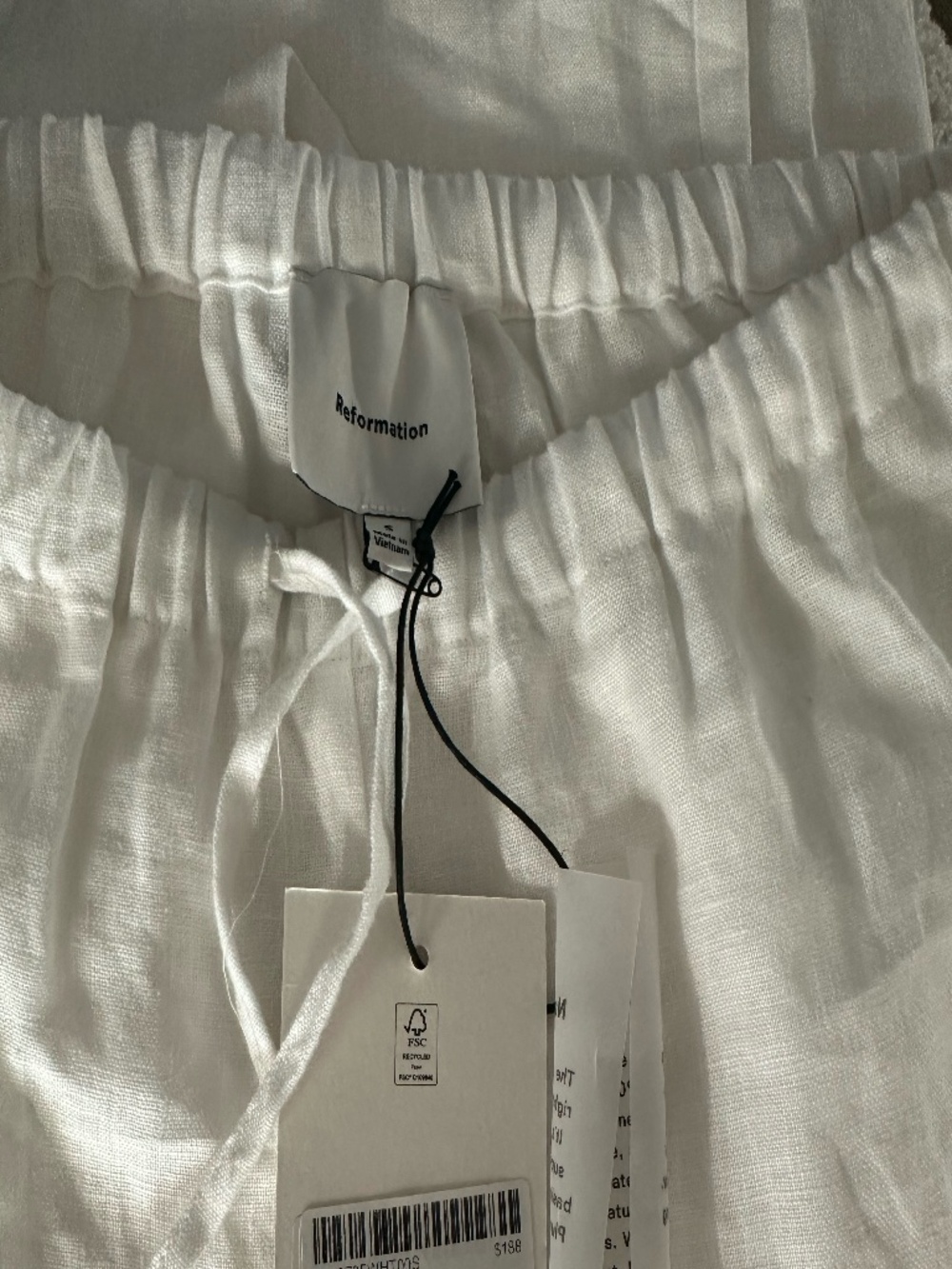 Reformation Olina Linen Pant in white size small - Picture 2 of 3